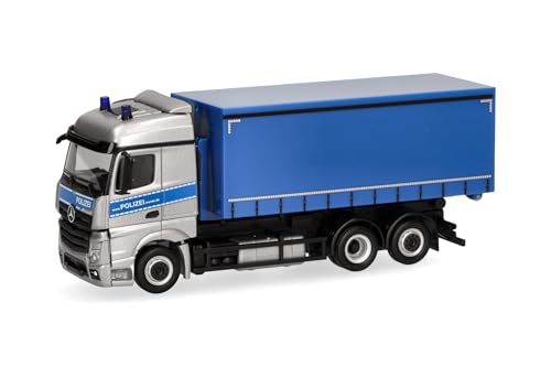 Herpa camión en Miniatura Mercedes-Benz Actros Streamspace camión Intercambiable Policía Móvil Mecklemburgo-Pomerania, Miniatura a Escala 1:87, artículo de colección, Made in Germany, plástico