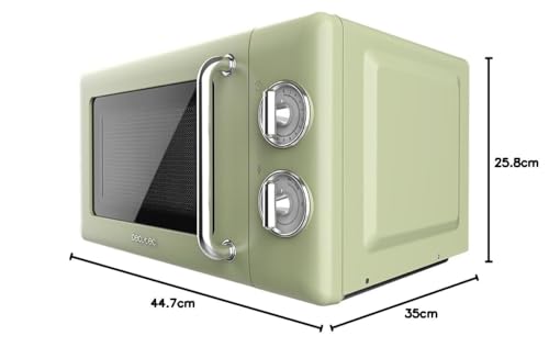 Cecotec Mikrowelle Proclean 3010 Retro Grün Mechanische, 20 l, 700 W, 6 Stufen, Timer bis zu 30 Minuten, Auftaumodus, Vintage-Design in Grün, Stahl-Finish
