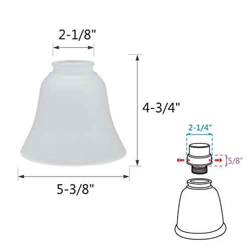 Image of Aspen Creative 23026-4A Transitional Style Replacement Bell Shaped Frosted Glass Shade, 2-1 /8 inch Fitter Size, 4-3 /4 inch Height x 5-3 /8 inch Diameter, 4 Pack