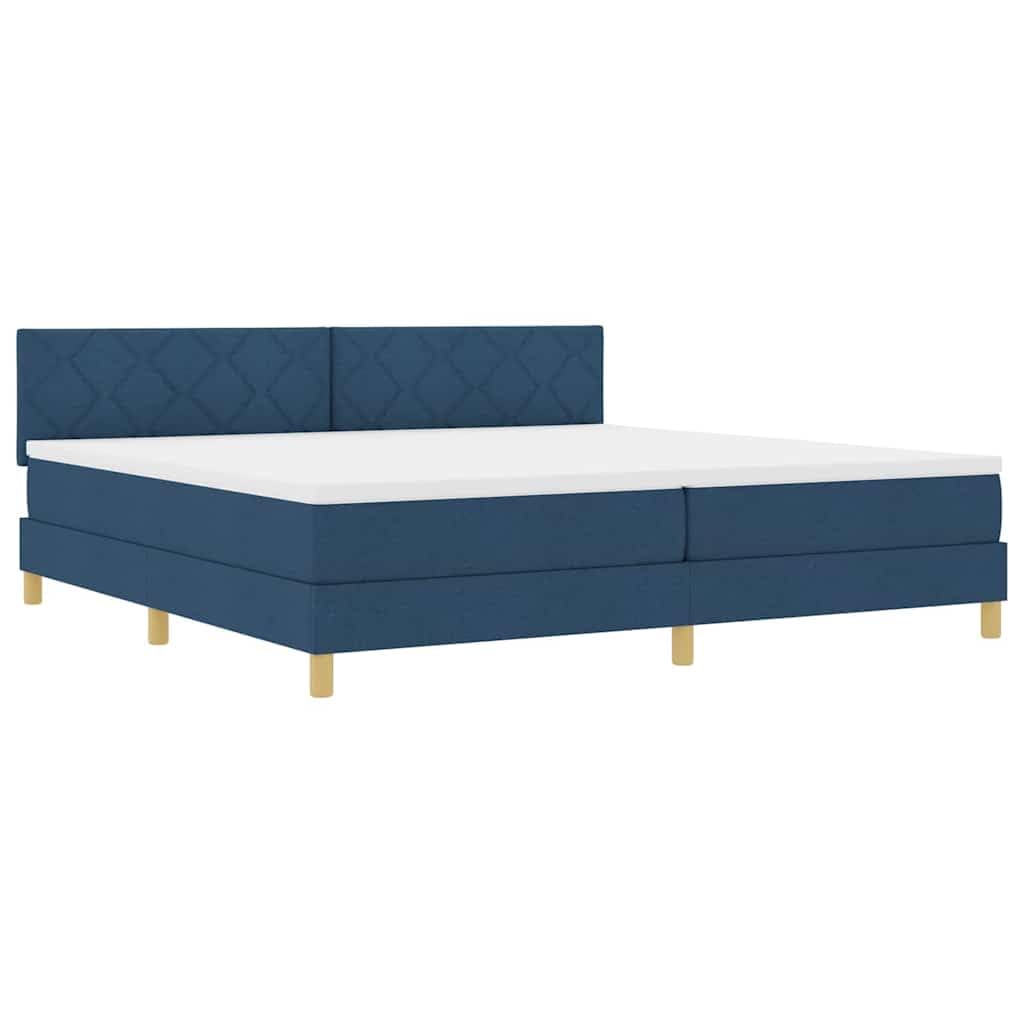 Tessuto premium con testiera regolabile LED blu Boxspring 200x200 cm Blu