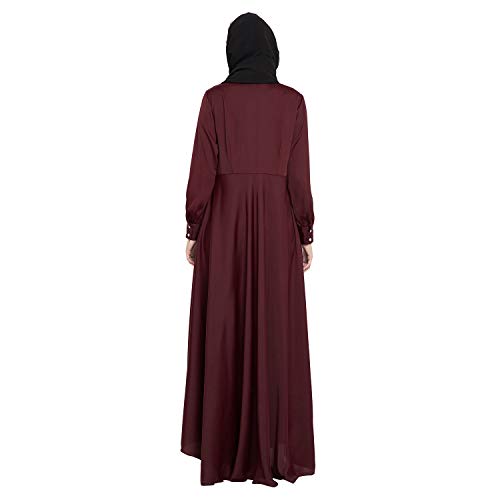 Image of Nabia Solid Premium Nida Fabric Lose fit Cuffed Sleeves Maxi Dress Abaya For Women