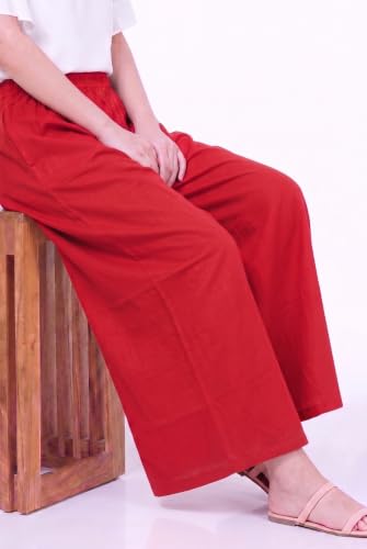 Image of Plaazo Women's Cotton Palazzo | Wide Leg Palazzo for Women | Soft Breathable High Waist Bottom Wear | Comfortable Casual, Office, Travel for Women
