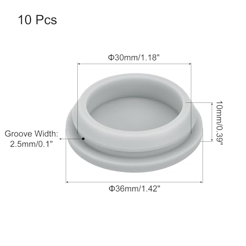 Image of MECCANIXITY 10pcs Silicone Snap in Locking Hole Plugs,30mm /1.2 Inch Mounting Diameter Narrow Groove Width 2.5mm Panel Seal Cover Round for Kitchen Bulkheads Waterproof Sealing Plugs Grey