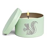 Scented Candle Gift 8oz with Lid Fancy Squirrel (Vanilla - Green)
