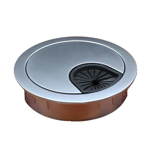 Zinc Alloy Cable Hole Cover for Computer Desk, 50mm/60mm/80mm Rotatable Flip Top Grommet with Removable Plate, Wire Outlet in Silver/Black/Brushed for Office Table Cable Management(Pearl Chrome 60mm)