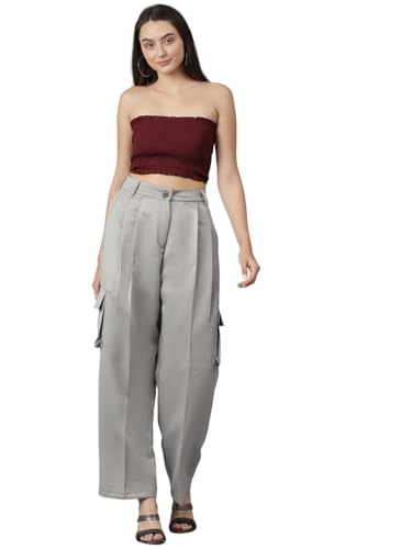 Image of KOTTY Women's High Rise Cotton Blend Relaxed Fit CargoTrousers