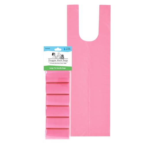 Image of Large Dog Waste Bags on a Roll with Easy Tie Handles, Extra Thick and Strong Poop Bags, 5.5 x 5.5 x 17 Inches