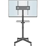 BONTEC Mobiler TV Ständer auf Rollen für 23-60 Zoll Plasma/LCD/LED Fernseher, Tragbarer TV Stand mit Laptopablage, Höhenverstellbarer Rollbarer TV Wagen bis 25kg, max. VESA 400x400mm