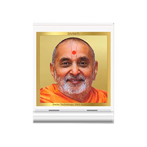 Cadre Pramukh Swami en feuille plaquée or 24 carats d'exception