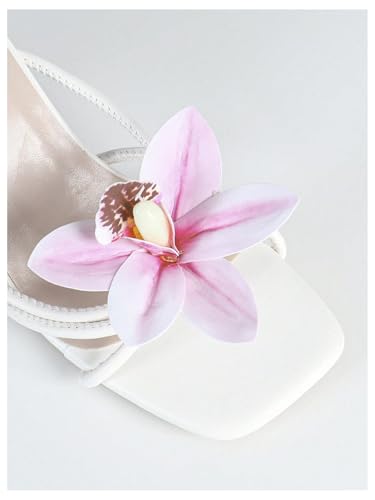Image of MakeMeChic Women's Open Toe Floral Kitten Heels Flower Summer Beach Sandals