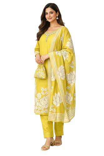 Image of FABNEX Kurta Set for Women | Stylish Cotton Printed Kurti Pant Set | Indo-Western Casual & Festive Kurta Set for Women (K-229-30)