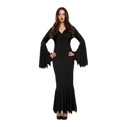 Ladies Sexy Witch, Vampiress, Vampire Lady, Morticia Style Black Fancy Dress Costume. One Size Costume But Usually Fits Sizes 8, 10, 12 And 14. (disfraz)