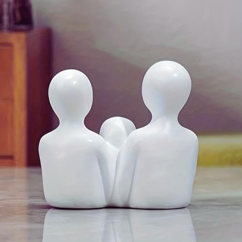 Image of CraftVatika Home Decoration Items for Living Room,Modern Abstract Family Sculpture Set, White Resin Decorative Figurines, 3-Piece Table Decor for Home Office, Artifact for Table,Tabletop Corner Decor