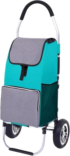 高齢者用キャリーカート 折りたたみ ポータブル ショッピングカート 折り畳み、階段登れる台車 家庭用速達トロリー、キャリー スタイリッシュ、キャスター付き 収納 静音キャスター、防水、大容量、軽量、ポータブル、家庭用、旅行用 (2輪マカグリーン)