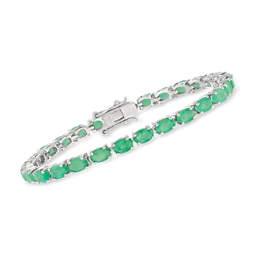 Ross-Simons 11.00 ct. t.w. Emerald Tennis Bracelet in Sterling Silver