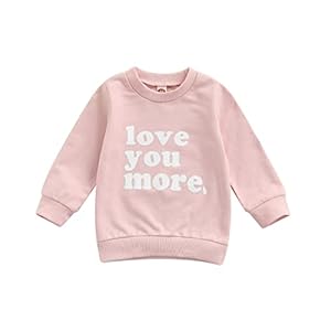 BeQeuewll Infant Toddler Boys Girls Crewneck Sweatshirt Love You More Letter Printed Long Sleeve Pullover Shirt Sweater…