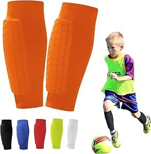 Shin Defender Shin Guards Kids, Built-In Shin Guards for Soccer Kids with Honeycomb Padding, Lightweight Breathable Calf Compression Shin Pads for Boys Girls Training Games