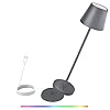 LED Akku Tischlampe,Touch Dimmbare RGB Metall led kabellos tischleuchte mit Kabelloses Laden, IP54 wasserdicht wasserdicht LED Tischleuchte für Restaurants Garten Bars (A-Grau)
