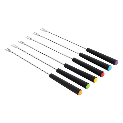CIYODO 1set Fondue Fork Comfortable Grip Cheese Hot Pot Forks for Parties Buffets Catering Easy to Clean Design 6pcs