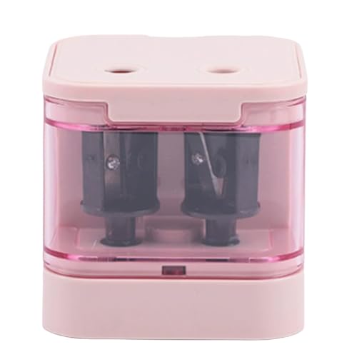 Bskivd 自動鉛筆削り、電池式、安全カバー、2穴電動鉛筆削り、子供用学校用品