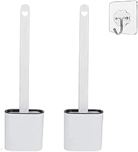 Oariv Soft Silicone Material with Hard Plastic Holder Comes with Slim Flex Brush Anti-drip Brush Set Ideal for Cleaning Bathroom and Kitchen (Multicolor, Pack of 2)