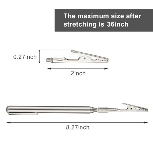 Image of Mudder 2 Pcs Telescoping Clip Telescopic Metal Wire Clamp with Pen Bracelet Helper Tool Extendable for Mechanics Automobile Repair Jewelry Fix Range 8.27-36 inch