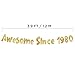 Pre-Strung Awesome Since 1980 Gold Glitter Banner - Funny 46th Birthday and Anniversary Decorations for Men and Women - Party Supplies and Gifts