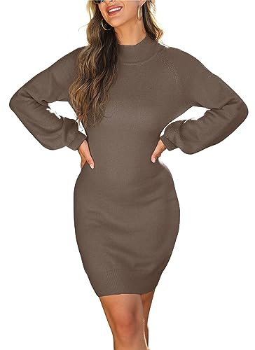 Image of GRECERELLE 2026 Womens Fall Winter Mock Neck Mini Pullover Sweater Dress