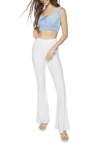 Forever 21 Women's Pointelle High-Rise Flare Pants