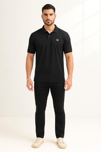 Image of Force NXT Men's Premium Microfiber Fabric Solid T-Shirt | Polo Neck Half-Sleeves T-Shirt for Men | Label Free with Anti-Static for Daily Uses