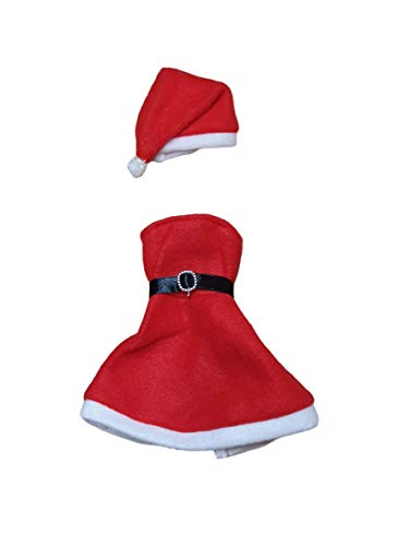 Fat-catz-copy-catz Made for Barbie sized Dolls cute red Xmas Santa Claus festive sleeveless dress and hat (doll not included)