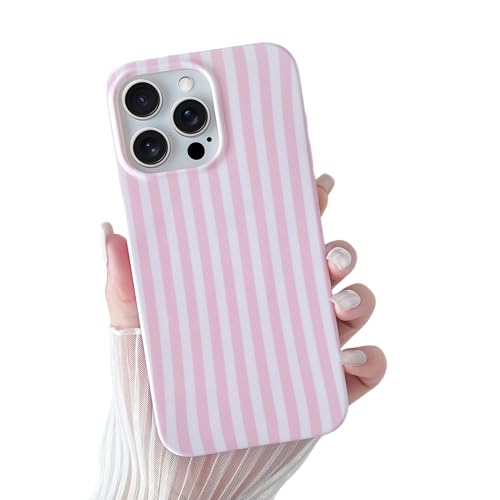 Yeddabox for iPhone 16 Pro Case Cute Striped Phone Case Soft TPU Slim Shockproof Phone Cover for Women Girls, Pink - image 1