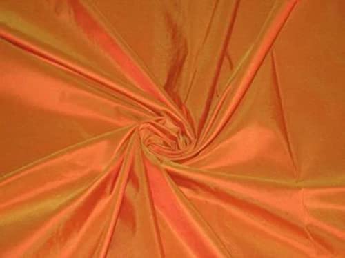 Tissu taffetas de soie orange soie dorée 137 cm couture ameublement