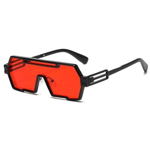 Men One-Piece Punk Sunglasses Women Vintage Oversized Square Sunglasses Metal Big Frame Shades Eyewear N452