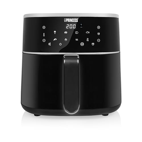 Princess Friteuse à Air 6L XXL, Airfryer Numérique avec 6 Programmes, Écran Tactile LED, Économe en Énergie, Moins d’Huile, Revêtement Antiadhésif, 1500 W, 182244