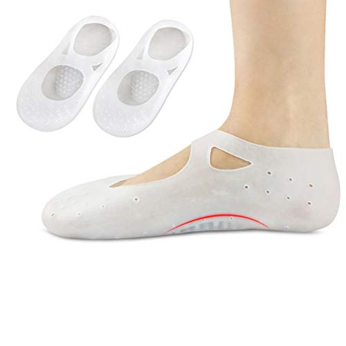 Happyyami 1 par de meias de gel de silicone hidratante, meias de praia respiráveis para mulheres (ta