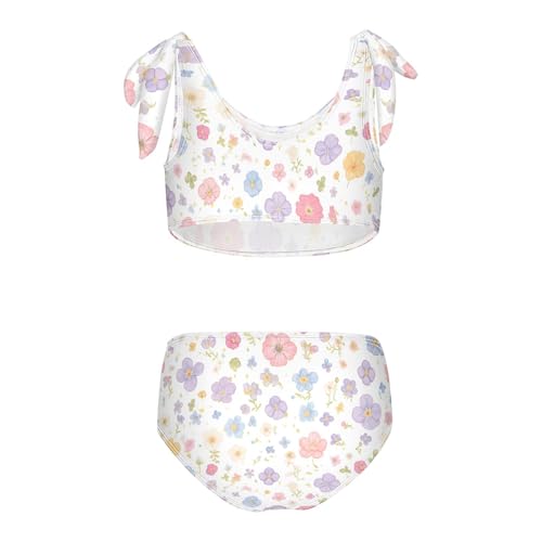 The Garden Tricolor Pansy Flower Girls' 2 Piece Kids Bikini Set Beach Swimsuits Swimming Suits Cute Shoulder Strap2