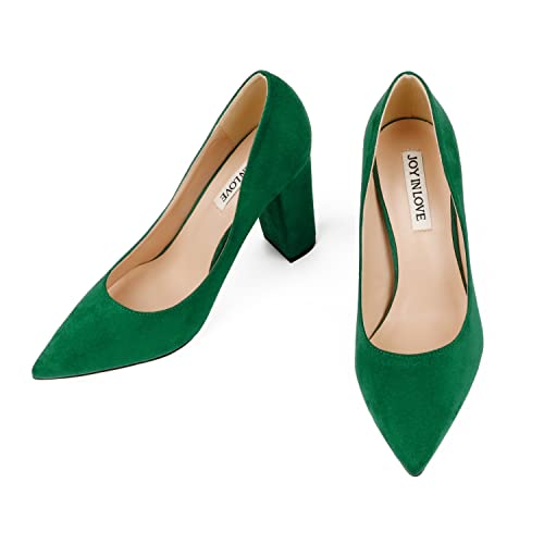 Image of JOY IN LOVE Chunky Heels for Women Pointed Toe Pumps
