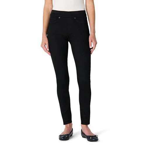 Amazon Essentials Damen Elastische Jeans-Schlupfhose mit mittelhohem Einstieg, Schwarz, 44 Lang