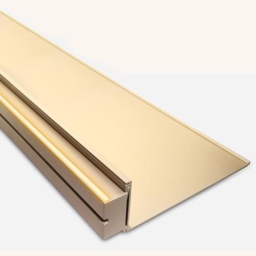 AHDFY Estantería de Pared de Aluminio con Luz LED, Balda Flotante con Interruptor, 3 Temperaturas de Color Opcional, Baldas Flotantes Pared para Cocina Baño Salón Bar,Gold/3000k,W:158mm/L:600mm