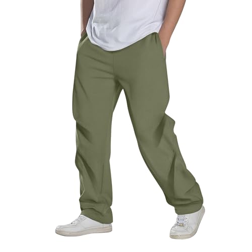 JPLZi Men\'s Pants Big and Tall Sweatpants for Men Mens Sweatpants Open Bottom Joggers for Men with Pockets Loose Fit Athletic Pant Green