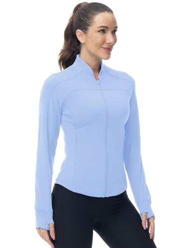 Image of Gopune Women's Workout Athletic Jacket Lightweight Zip Up Yoga Slim Fit Tops with Pockets