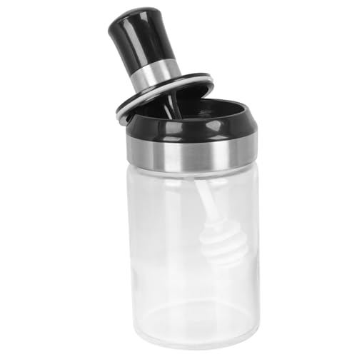PRETYZOOM Honey Jar with Dipper Clear Honey Dispenser for Kitchen Seasoning Multi Functional Storage Jar Ideal for Honey Syrups and Sauces