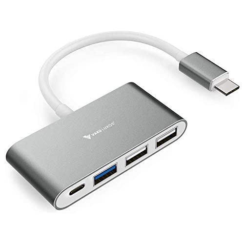 Image of Vaku Luxos USB Type C Hub QUARDO 4IN1 Multi Port USB 3.0 High-Speed Adapter Connector (5GBPS) Data Transfer Converter Extension Compatible with MacBook Air Pro, Laptop & Other Type C Devices