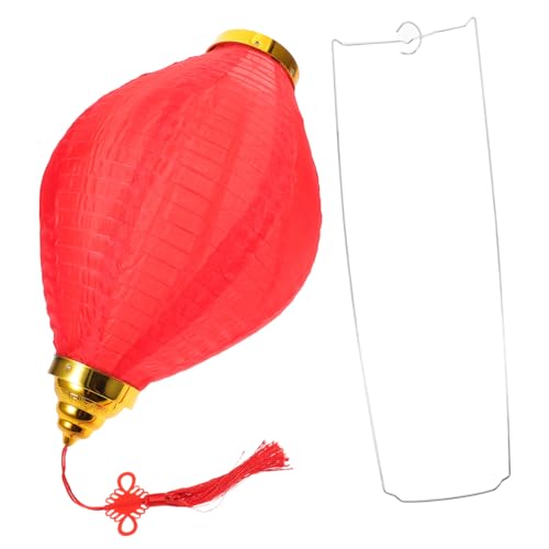 TOPPERFUN Lanternas Japonesas Ovaladas de Tela Texturizada para Decoración Festiva Diseño Oriental Antiguo Uso Interior y Exterior para Bodas Fiestas y Restaurante Asiático Color Rojo