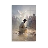 Jesus Baptism Divine Inspiration Spiritual Peace Faith Painting On Canvas Wall Art Poster Scroll Picture Print Living Room Walls Decor Home Posters 08x12inch(20x30cm)