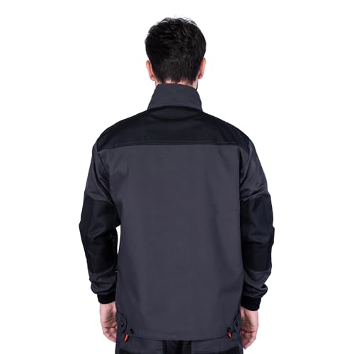 Foto von Arbeitsjacke männer, Arbeitsjacken herren, Schutzjacke mit vielen Taschen, Arbeitskleidung männer Größen S-XXXL, Qualität (S, Schwarz/Orange)