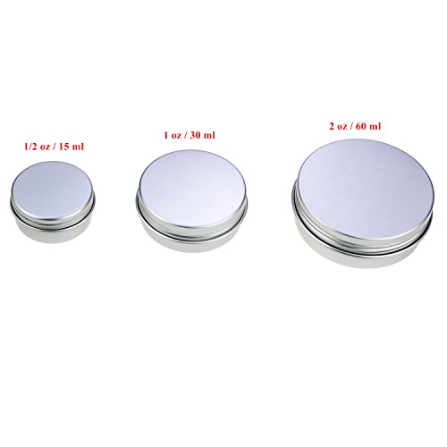 LJY 48 Pieces Round Aluminum Cans Screw Lid Metal Tins Jars Empty Slip Slide Containers (Mixed Sizes) - Thumbnail 4