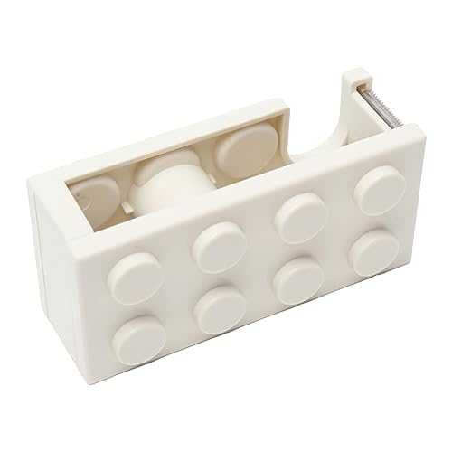 Klebebandabroller, Kleiner und Filigraner Desktop-Klebebandabroller mit Scharfer Klinge, Niedlicher Mini-Klebebandabroller in Bausteinform für Büro, Schule, Zuhause (Weiß)