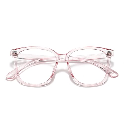 GCGAIK Oversized Blue Light Blocking Glasses for Women- Computer Reading Glasses, Glare Reduction and Eye Fatigue Relief for Gaming (pink)